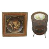 Antique Inlaid Table With A Victorian Plaque
