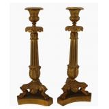 An Antique Pair Of Gilt Bronze Candlesticks