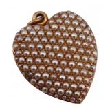 JEWELRY. Antique 14kt Gold and Seed Pearl Heart