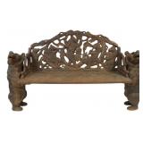 Vintage & Finely Carved Black Forest Style Bench.