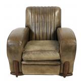 Art Deco Leather Upholstered Club Chair.