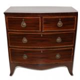 19th Century Mahogany Banded Bow Front Chest.