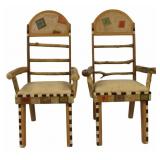 Sticks Furniture Pair of Painted  Armchairs.