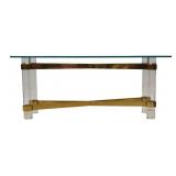 AFTER Karl Springer Brass & Lucite Console Table.