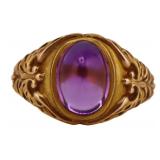 JEWELRY. Signed Amethyst Cabochon Ring.