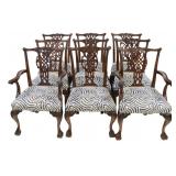9 Vintage Chippendale Style Mahogany Dining Chairs