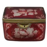 19th C Etched and Carved Ruby Red Box.