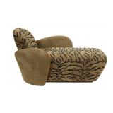 Midcentury Sofa/Chaise in Suede Leather & Tiger.