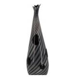 Large Murano Glass Black and White Vase with Gold