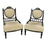 Antique Pair of Ebonized & Mother of Pearl Inlaid