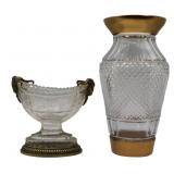 (2) Gilt Bronze and Cut Crystal Vessels.
