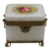 19th C Craquelure White Opaline Sugar Casket.