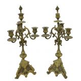Art Deco Pair of Brass Candelabra.
