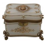 Antique Bronze Mounted White Opaline Glass Box
