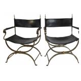 Pair of Antique Wrought Iron Savonarola Style
