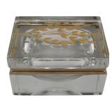 Pagnin & Bon Murano Glass Box with Gilt Leaves.