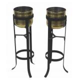 Vintage Pair of Iron & Brass Ice Buckets/Planters.