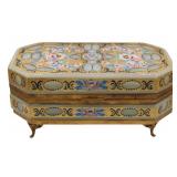 Large French Opaline Glass Footed Box with Carved
