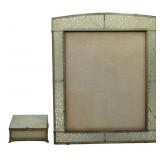 Chinese Carved Jade Frame and Hinged Box.