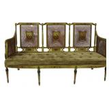 Antique Adams Style Paint Decorated Caned Settee.