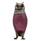 Silver-plated Amethyst Glass Owl Form Pitcher with