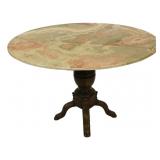 Antique Pedestal Table with Alabaster Top.