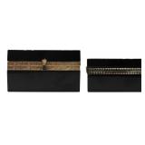 (2) Black Opaline Glass Boxes with Gilt Metal