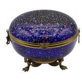 19th C Bohemian Moser Enameled Glass Box with