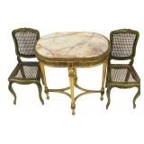 Antique Giltwood Alabaster top Table Together with