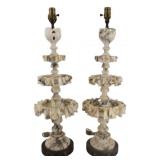 Tall Pair of Antique Marble / Alabaster Lamps.