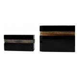 (2) Black Opaline Glass Boxes with Metal Mounts.
