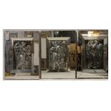 (3) Midcentury Framed Mirror Reliefs.