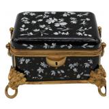 19th C French Black Opaline Glass Box with