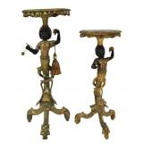 2 Antique Venetian Carved & Painted Blackamoor
