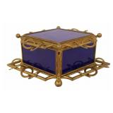 Antique Bronze Mounted Cobalt Glass Box.