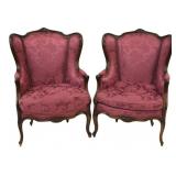 Antique Pair of Upholstered Louis XV Style Wing