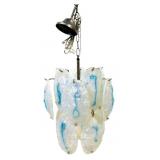 Midcentury Murano Glass Blue Ice Chandelier.