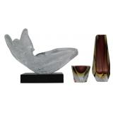 (2) Campanella Murano Glass Vases and a