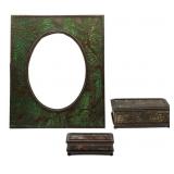 (3) Tiffany Studios Pine Needle Bronze Pieces.