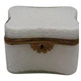 French White Craquelure Opaline Glass Box of
