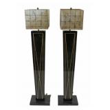 Pair of Custom Lacquered and Inlaid Floor Lamps.
