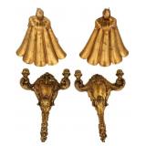 Pr of Gilt Metal Pocket Sconces Together with a Pr