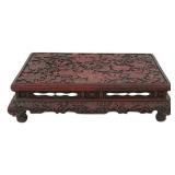Antique Chinese Red Lacquered Carved Low Table.