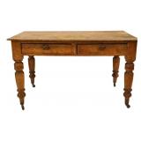 Antique Pine Country 2 Drawer Table.