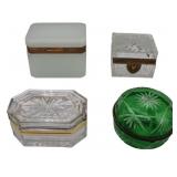 (4) Various Style Glass Boxes with Gilt Metal