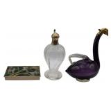 (2) Bird Form Vessels and Los Castillo Inlaid Box.