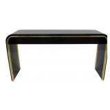 Midcentury Ebonised Console with Brass Trim.