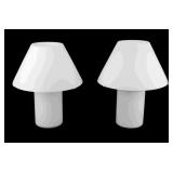 Pr Midcentury Glass Lamps with Glass Shades.
