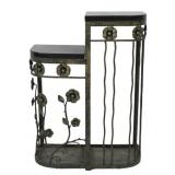 Art Deco Iron Stepped Stand with Stone Top.