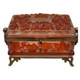 Baccarat Acid Etched Cameo Glass Box with Bronze